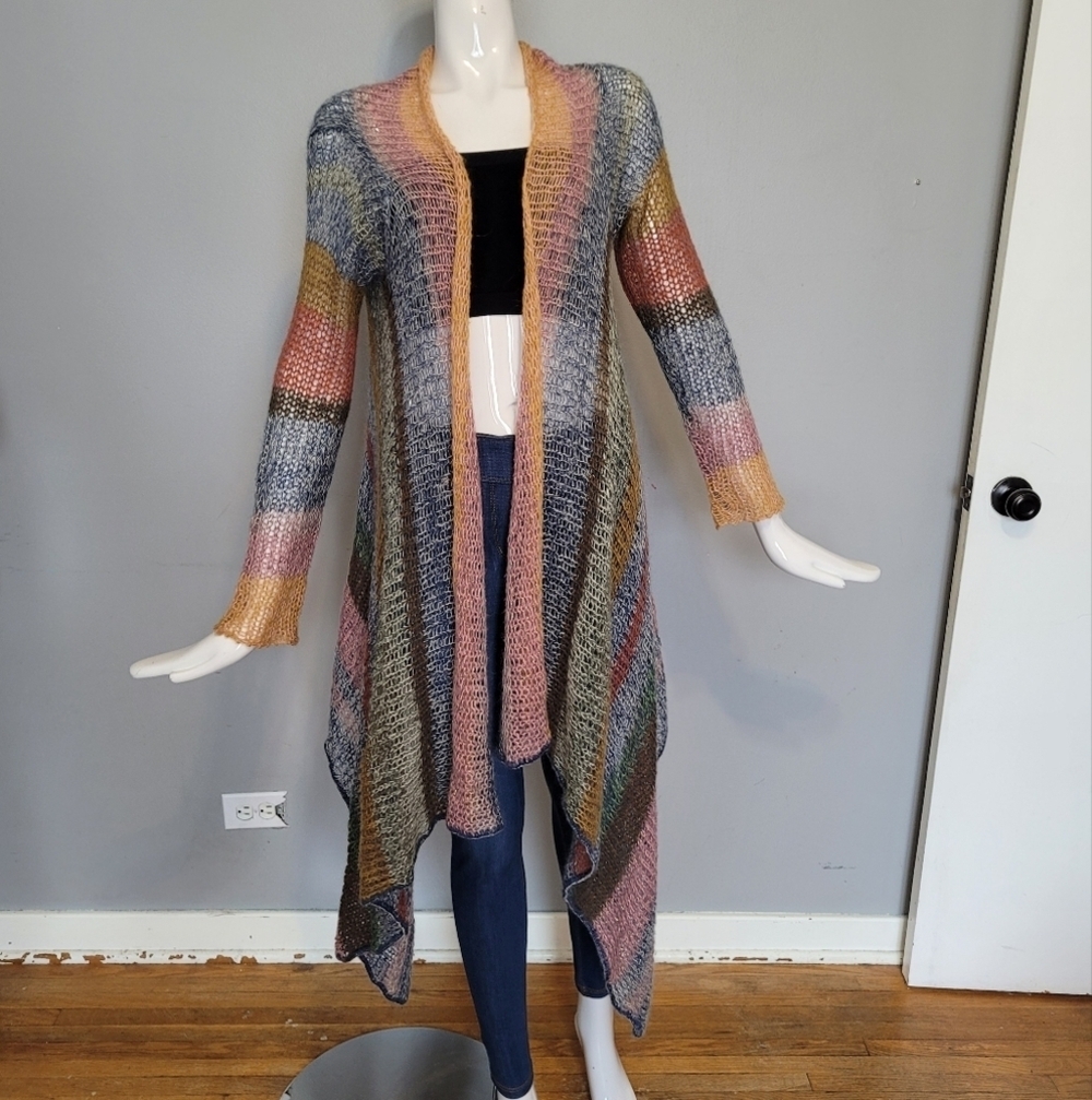 Anthropologie Knitted & Knotted Loose Knit Striped Cardigan, VGUC, Size S